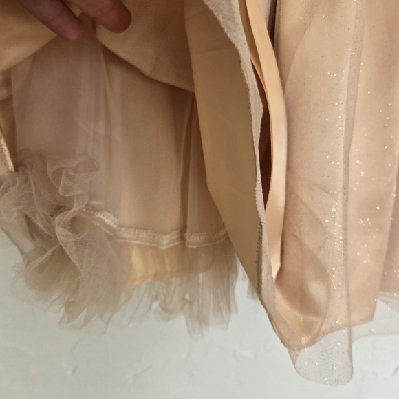 Vintage Gunne Sax Gold Glitter Bow Tulle Dress
